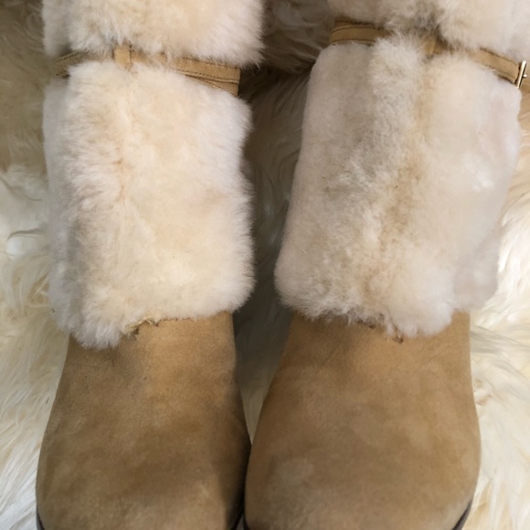 Ralph Lauren Berit camel suede and natural shearling boots size 7.5 - Picture 6 of 8
